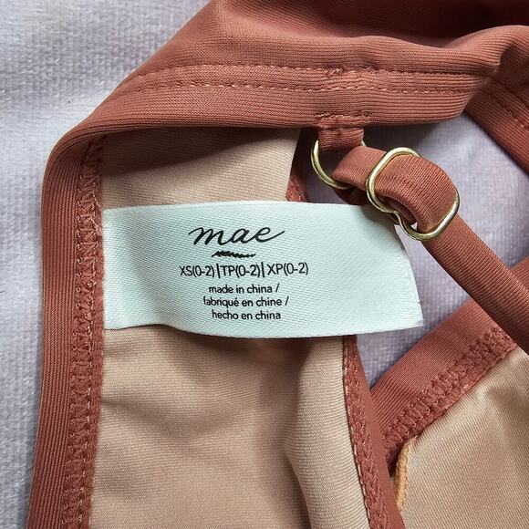 Mae Pink Mauve Floral Embroidered Padded Adjustable Bikini Top XS - Picture 4 of 4